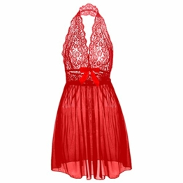 Boowhol Damen Reizwäsche Spitzenkleid Nachthemd Negligee Sexy Transparent Dessous-Sets Kleid Spitze Reizvoll Neckholder Babydolls mit Panties,Übergröße- größe L-5XL (4XL, Rot) - 1